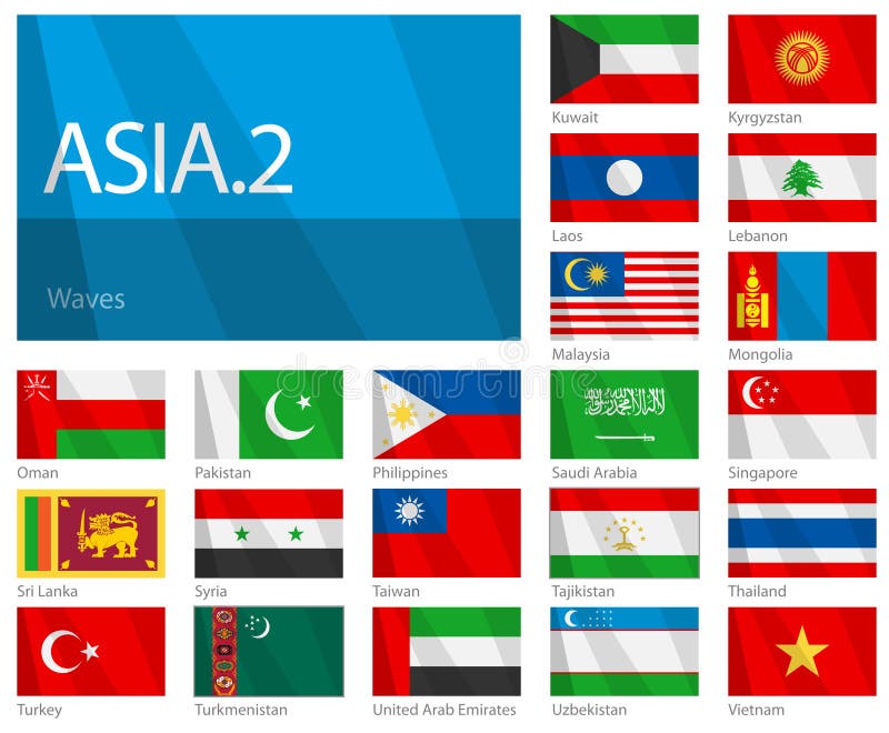 Waving Flags of Asian Countries - Part 2 vector illustration