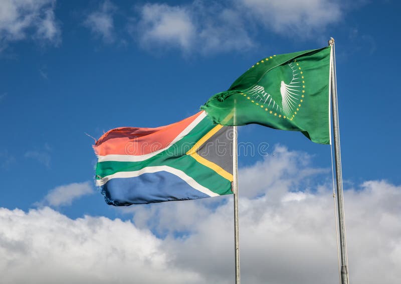 Waving Flags of South Africa and the African Union Stock Photo Image of wind, waving 95261020