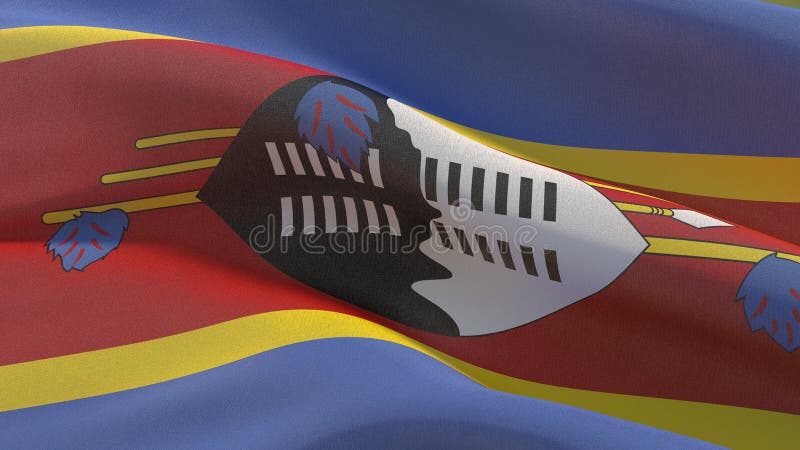 Waving flags of the world - flag of Eswatini. 3D illustration. royalty free illustration