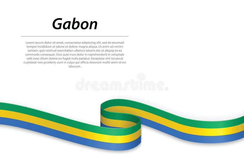 Waving Ribbon or Banner with Flag of Gabon Stock Vector - Illustration ...