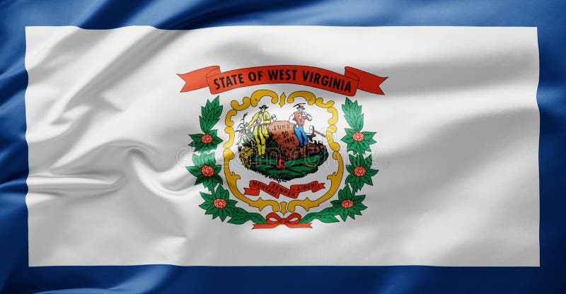 Waving state flag of West Virginia - United States of America