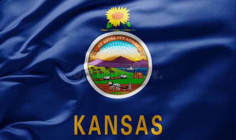 Waving state flagge of Kansas - Vereinigte Staaten von Amerika stockfoto Waving state flagge of Kansas - Vereinigte Staaten von Amerika stockfoto
