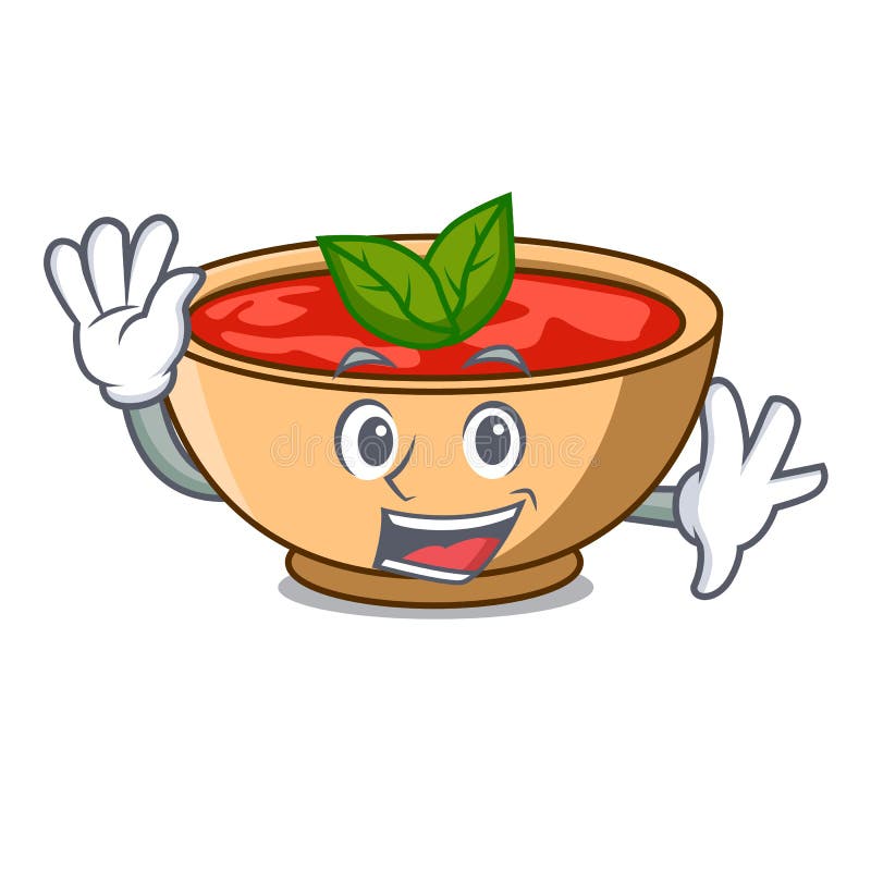 Waving Tomato Soup Character Cartoon Stock Vector - Illustration of  dietary, funny: 118480065