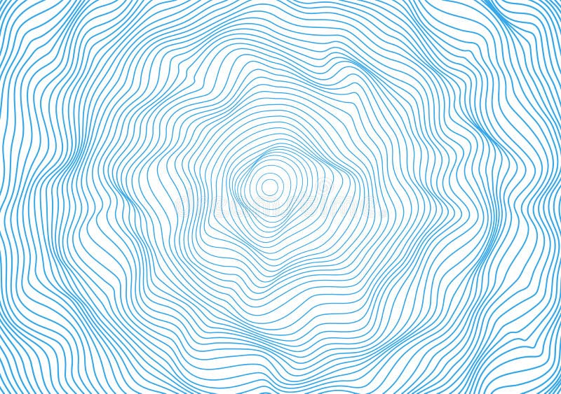 Wavy curved thin blue lines. Vector relief texture. The possibility of imposing isolated bright background. royalty free illustration