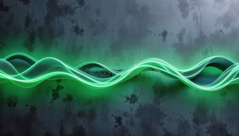 Wavy green light pattern on textured surface for computer background design stock illustration
