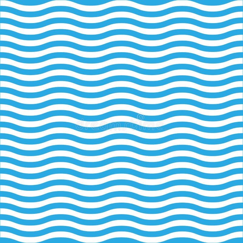 Wavy line seamless pattern in blue and white. Simple retro navy style vector background royalty free illustration