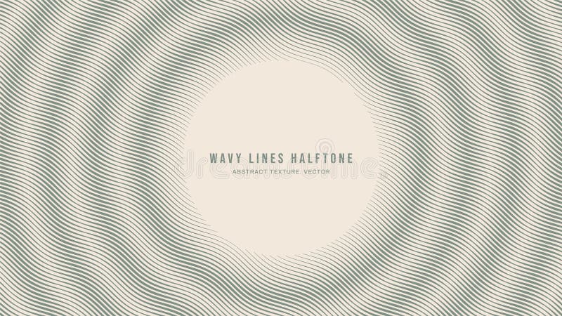 Wavy Lines Half Tone Engraving Pattern Abstract Vector Green Round Rippled Frame stock illustration