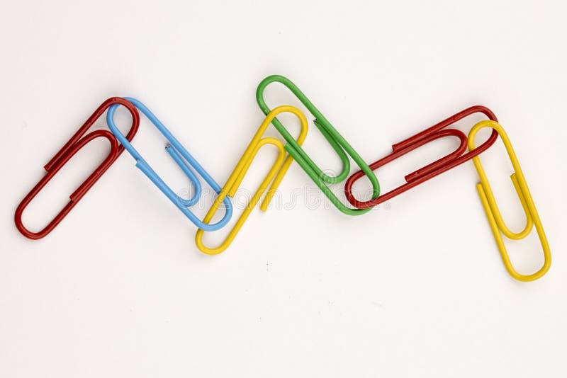 Wavy link of paper clips stock photo. Image of green 180852988