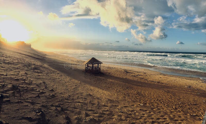 Wavy Mediterranean sea panorama on sunset time in Skikda Algeria royalty free stock photos Wavy Mediterranean sea panorama on sunset time in Skikda Algeria royalty free stock photos