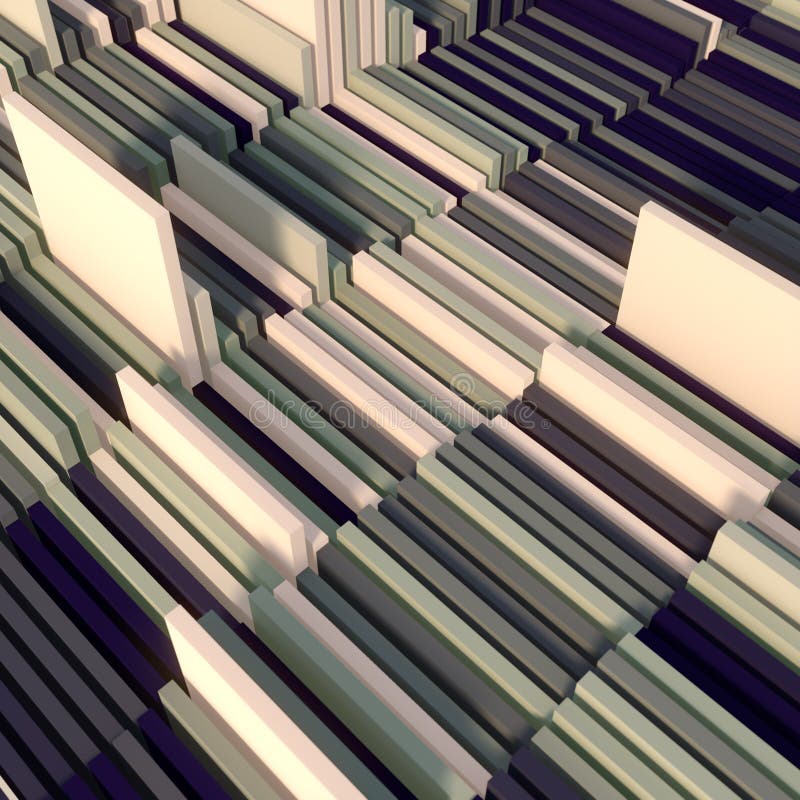 Wavy stacks of rectangular shapes. Abstract form of a program data array. Concept art. 3d rendering digital illustration stock illustration