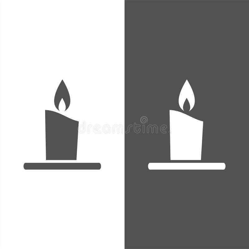 Wax candle icon on white and black background