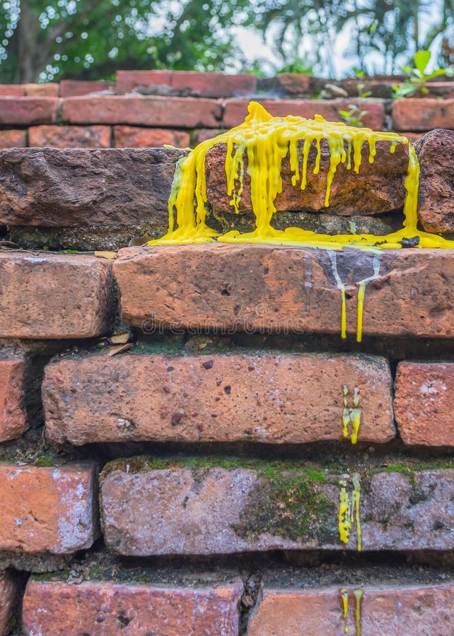Wax of the Candle Melted on Brick Stock Photo Image of flicker