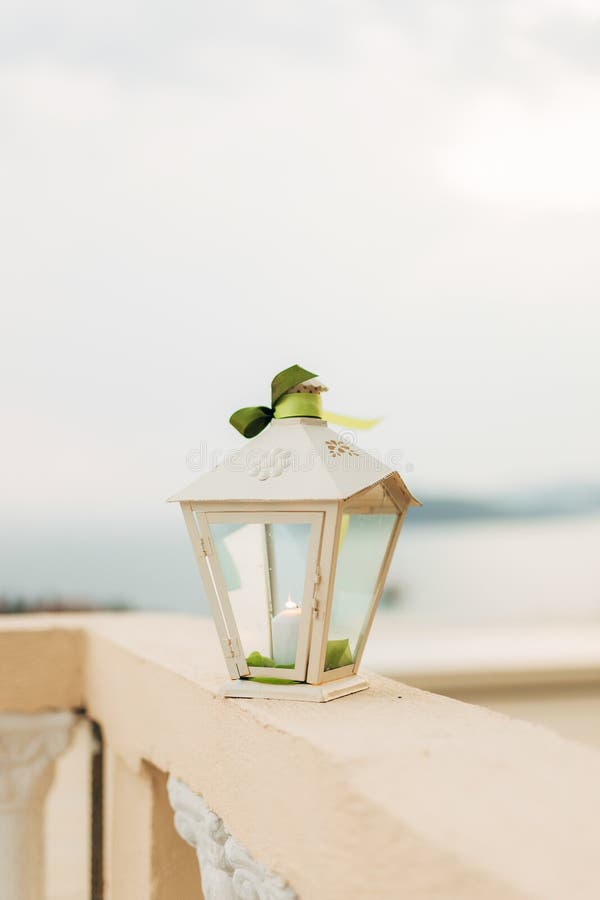 Wax Candle in a White Lantern Stock Photo Image of copy, light 90889680