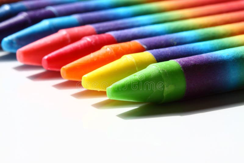 Rainbow Wax Crayons Stock Photo, Picture and Royalty Free Image