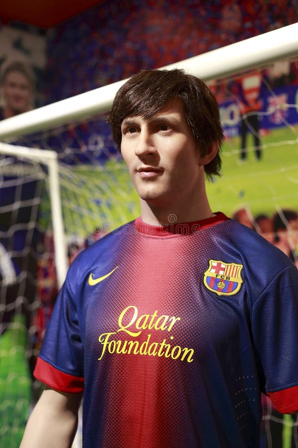 Wax figure of leo messi of fc barcelona stock photo