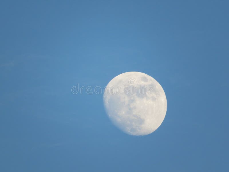 Waxing Gibbous Moon Blue Sky Stock Photo Image of horizon, blue