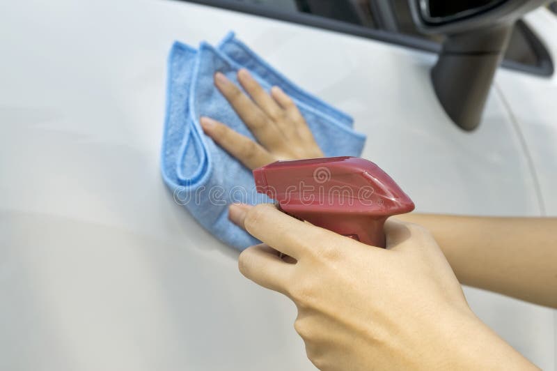 Waxing New Car stock image. Image of sprayer, microfibre 25050157