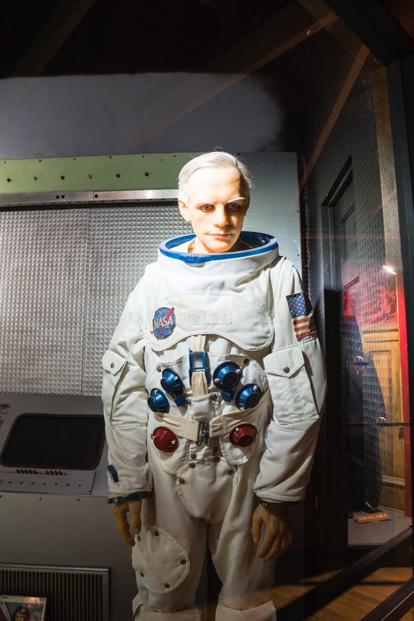 Waxwork van Neil Alden Armstrong-vertoning in Josephine Tussaud stock fotografie Waxwork van Neil Alden Armstrong-vertoning in Josephine Tussaud stock fotografie