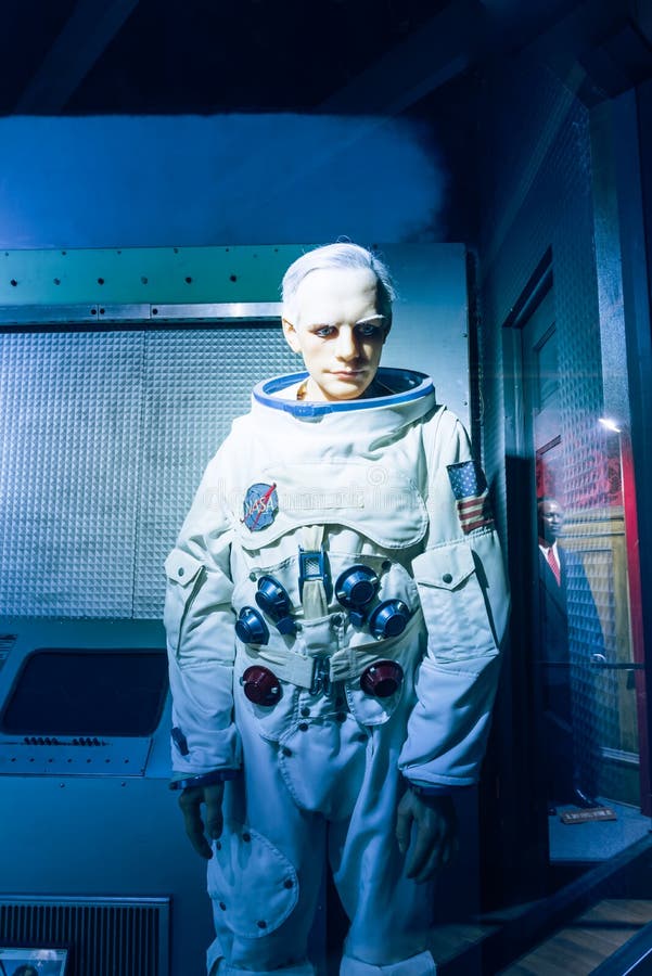 Waxwork van Neil Alden Armstrong-vertoning in Josephine Tussaud royalty-vrije stock fotografie Waxwork van Neil Alden Armstrong-vertoning in Josephine Tussaud royalty-vrije stock fotografie