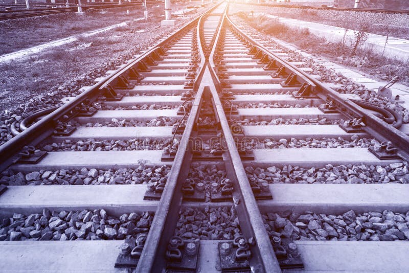 The way forward railway in the dusk royalty free stock photography