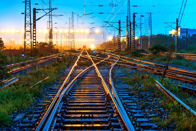 The way forward railway in the dusk royalty free stock photography