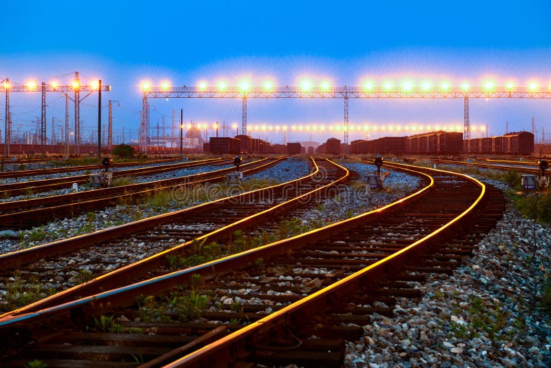 The way forward railway in the dusk stock images