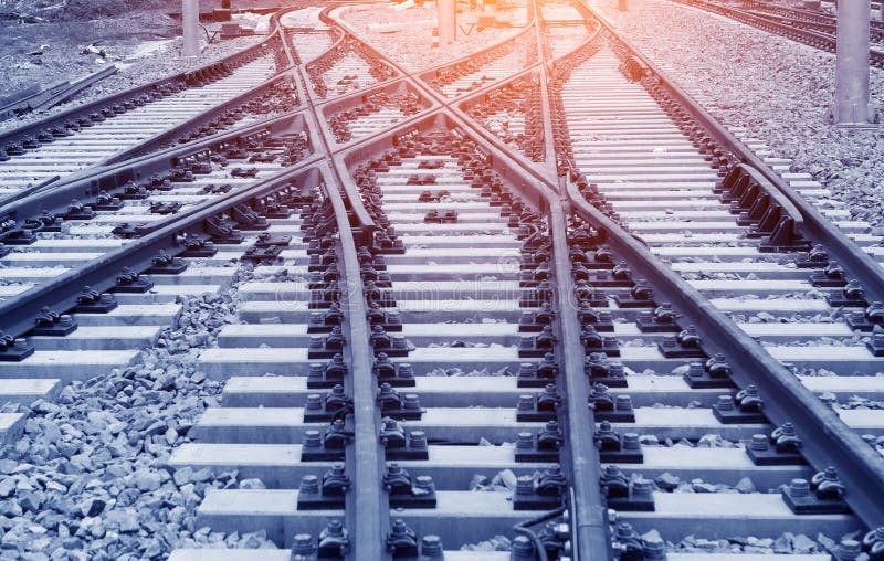 The way forward railway in the dusk royalty free stock photos