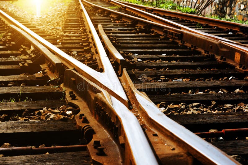 The way forward railway in the dusk royalty free stock images