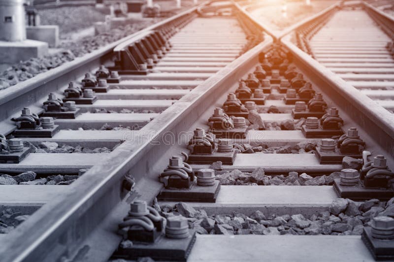 The way forward railway in the dusk stock image