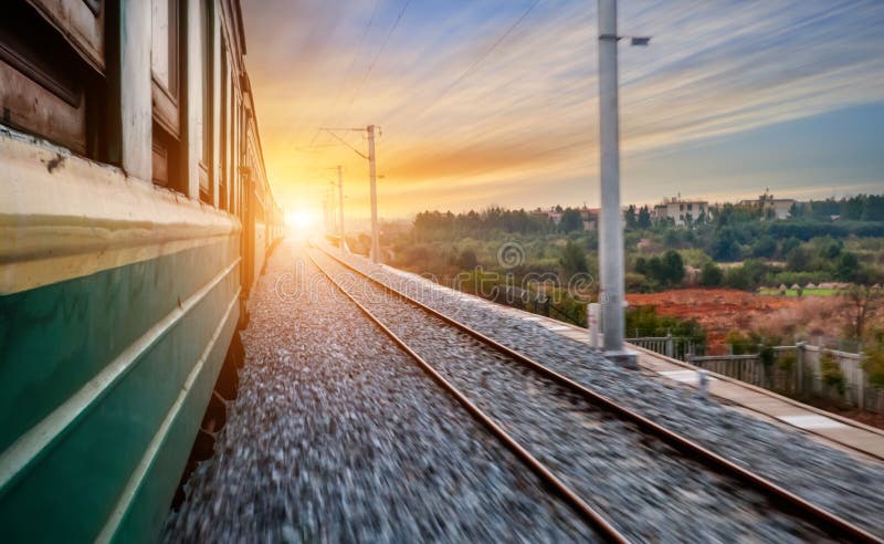 The way forward railway. Old stream train that runs through the countryside