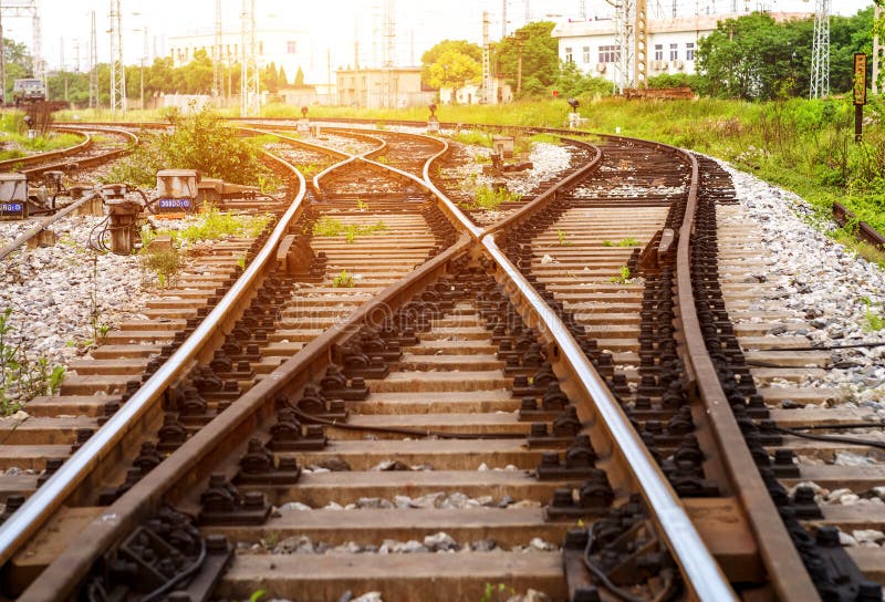 The way forward railway in the station royalty free stock image