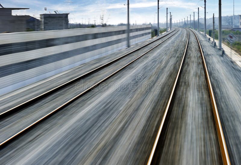 The way forward railway under the blue sky royalty free stock photo