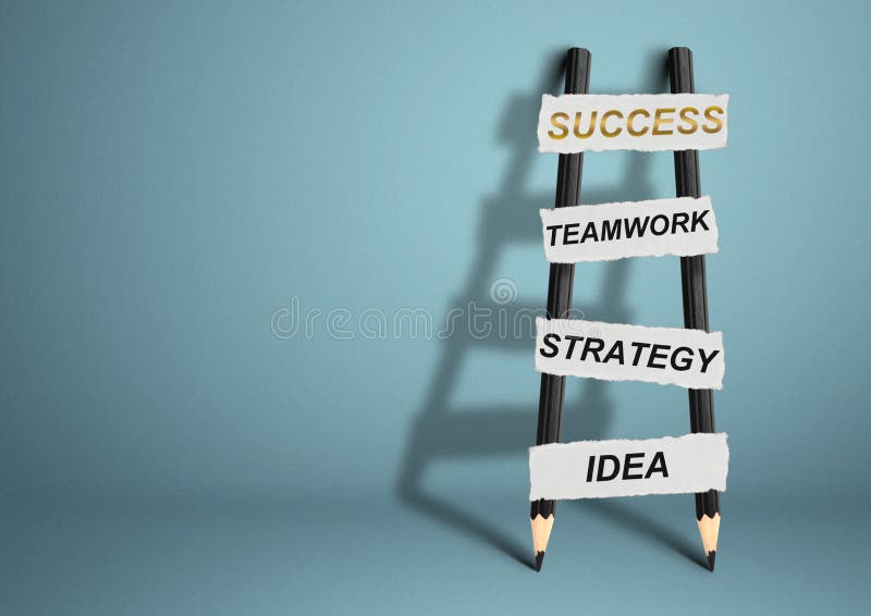 Way To Success Concept, Pencil Ladder with Copy Space Stock Photo