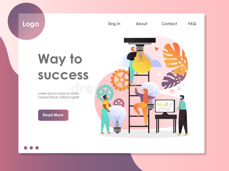 Way to success vector website landing page design template stock illustration