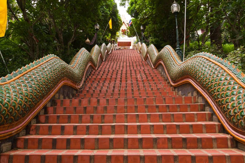 Way up of naga stairs to Wat Pathat Doi Suthep