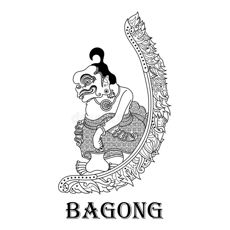 Wayang Kulit Bagong-Figur Im Zentangle-Stil Vektor Abbildung