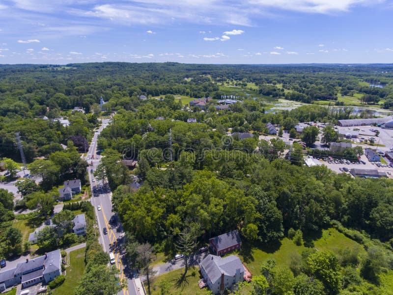 Wayland Town Aerial View, MA, USA Stock Image - Image of national ...