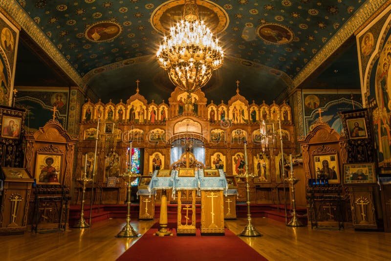 Waymart, PA, USA - February 9, 2019: St. Tikhon`s Orthodox Monastery before vigil service