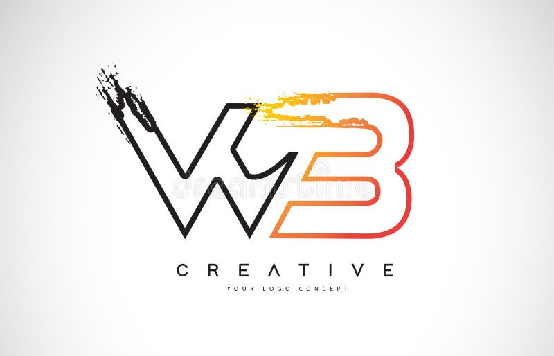 WB Creative Modern Logo Design with Orange and Black Colors. Mon. WB Creative Modern Logo Design Vetor with Orange and Black Colors. Monogram Stroke Letter royalty free illustration WB Creative Modern Logo Design with Orange and Black Colors. Mon. WB Creative Modern Logo Design Vetor with Orange and Black Colors. Monogram Stroke Letter royalty free illustration