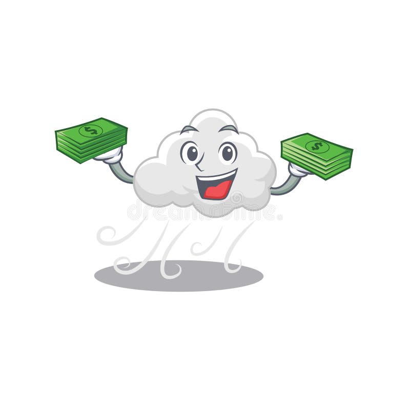 A Wealthy Cloudy Windy Cartoon Character Having Money on Hands Stock Vector  - Illustration of happy, clear: 179359976