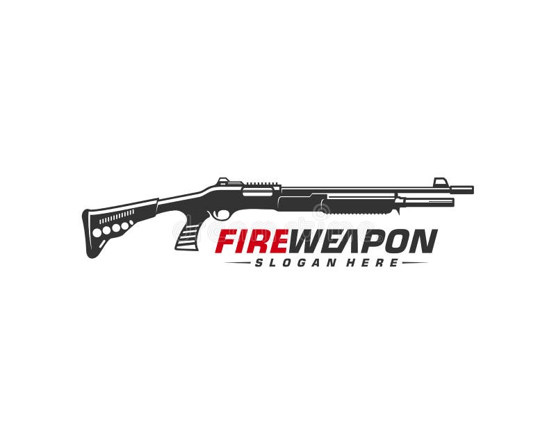 Weapon Fire Logo Design Vector, Machine Gun Vector, Design Illustration Stock Vector