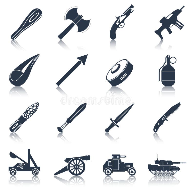 Weapon icons black set