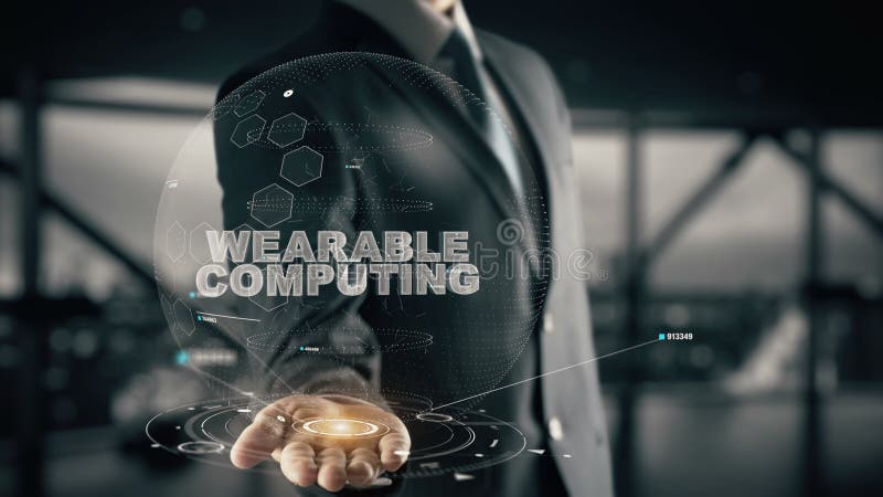 Wearable Computing with hologram businessman concept royalty free stock images