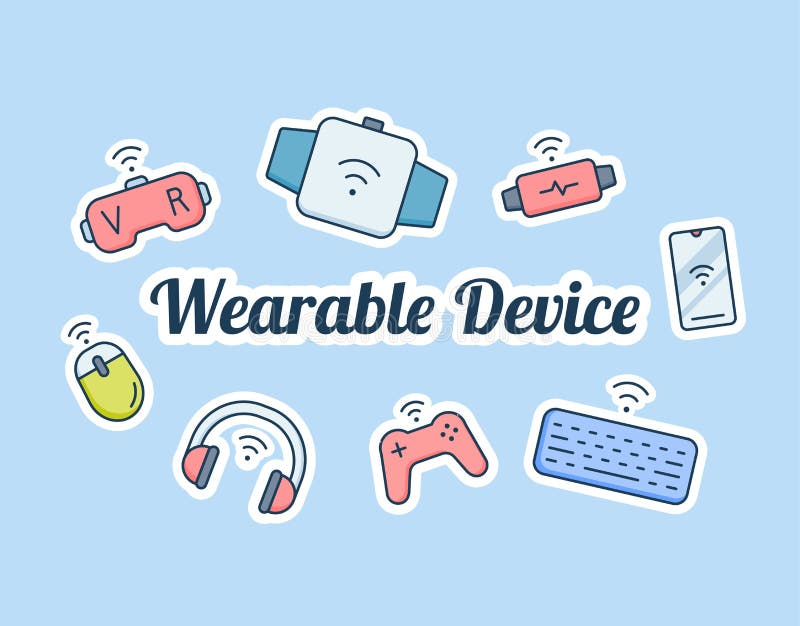 Wearable Device Iot of Things Concept with Some Icon Sticker Spreading with Modern Flat