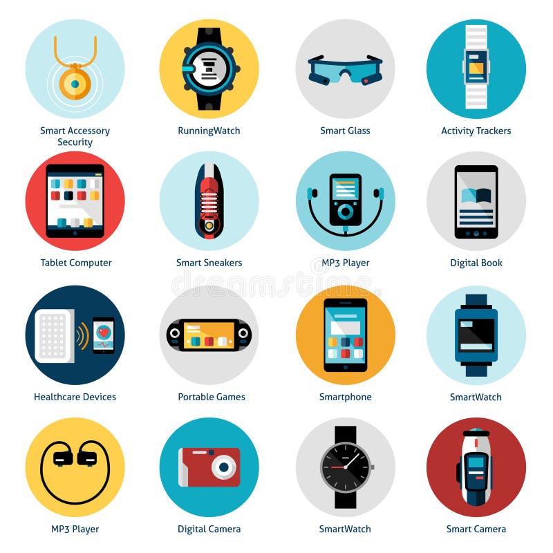Wearable Technology Icons stock illustration