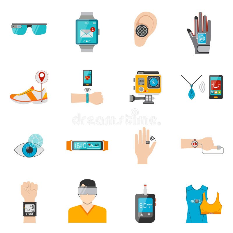 Wearable Technology Icons Set royalty free illustration