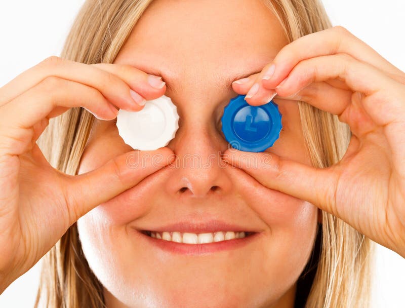 Wearing Contact Lenses stock photo. Image of insert, ophtalmology