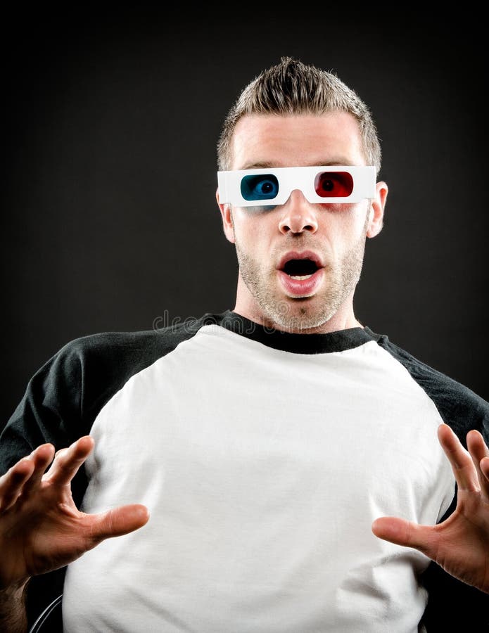 Wearing 3d glasses stock image. Image of eyes, excited 41461935