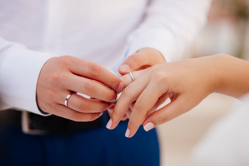 Wearing Wedding Ring Ceremony Stock Photo Image of ceremony, jewelry