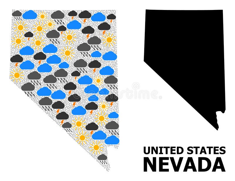 Weather Collage Map of Nevada State Stock Illustration - Illustration 